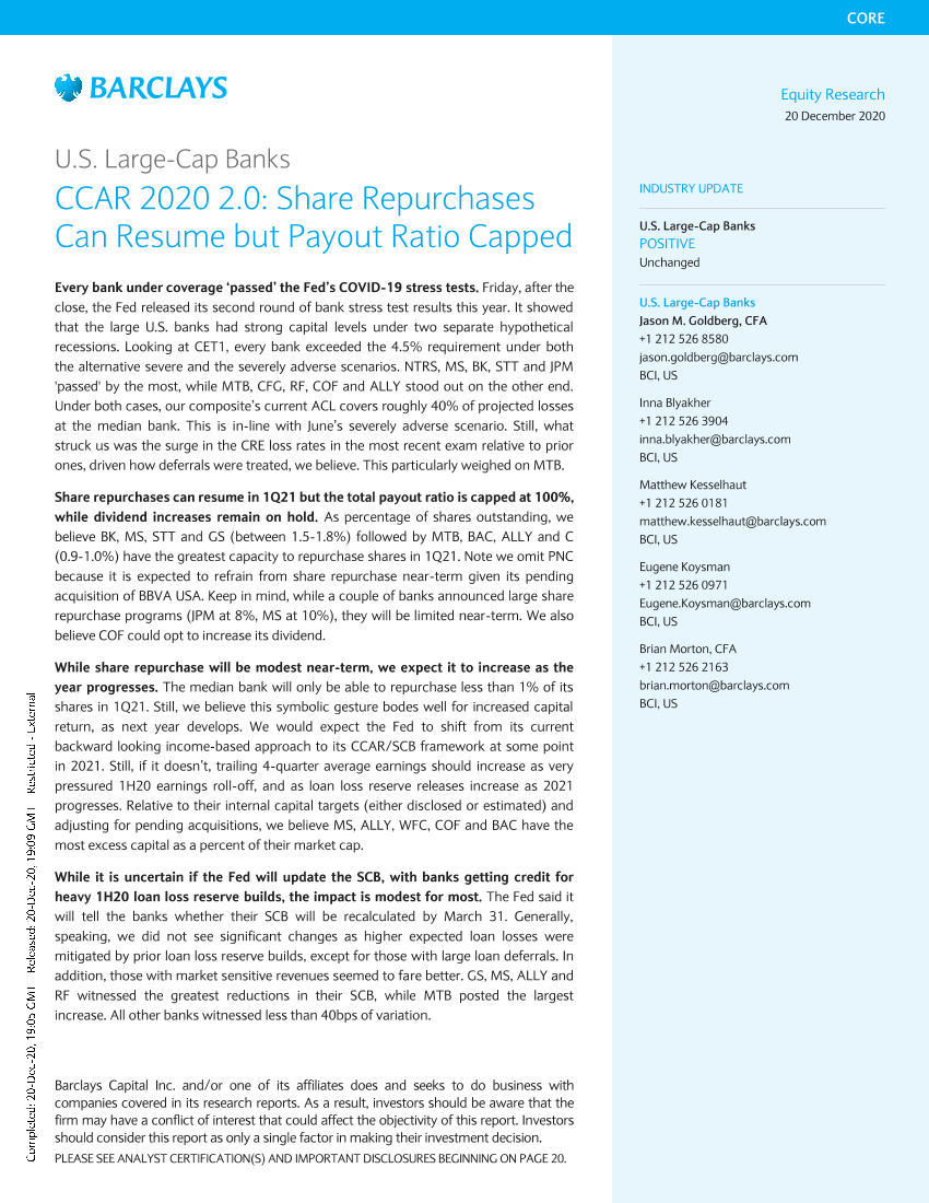 巴克莱-美股-银行业-CCAR 2020 2.0：股票回购可以恢复，但派息率有上限-2020.12.20-27页巴克莱-美股-银行业-CCAR 2020 2.0：股票回购可以恢复，但派息率有上限-2020.12.20-27页_1.png